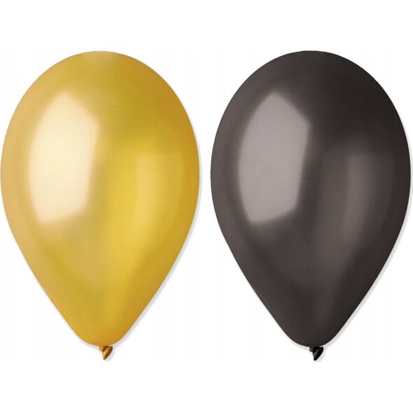 GoDan Balony GM90 metal 10" - złote i czarne 50szt. GM90/39-65