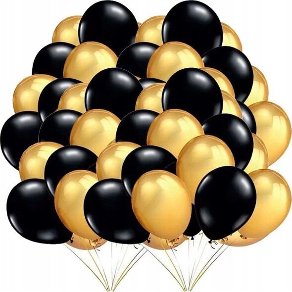 GoDan Balony GM90 metal 10" - złote i czarne 50szt. GM90/39-65