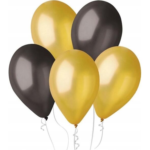 GoDan Balony GM90 metal 10" - złote i czarne 50szt. GM90/39-65