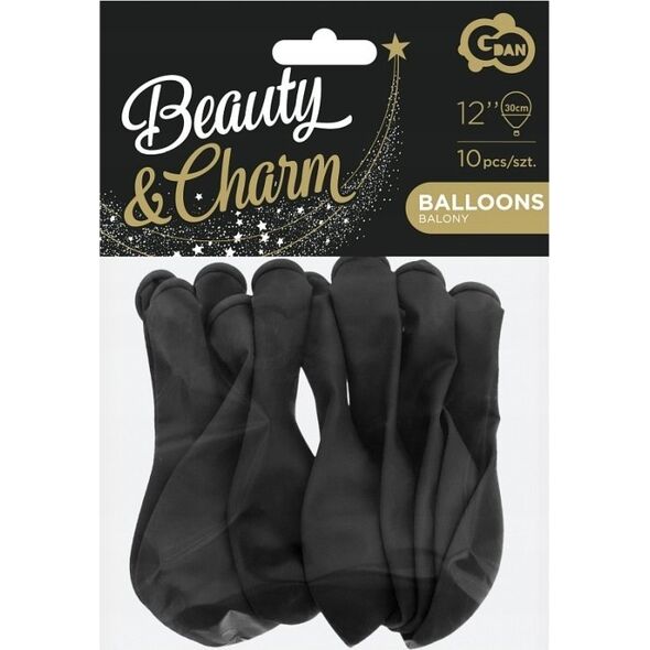 GoDan Balony Beauty&Charm metaliki czarne 12"/10szt CB-1MCZ