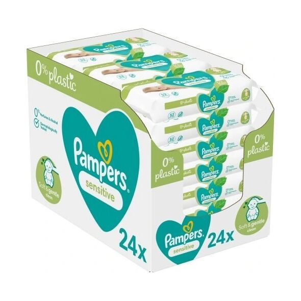 Pampers Chusteczki nawilżane Sensitive 0% plastic 24x52szt.