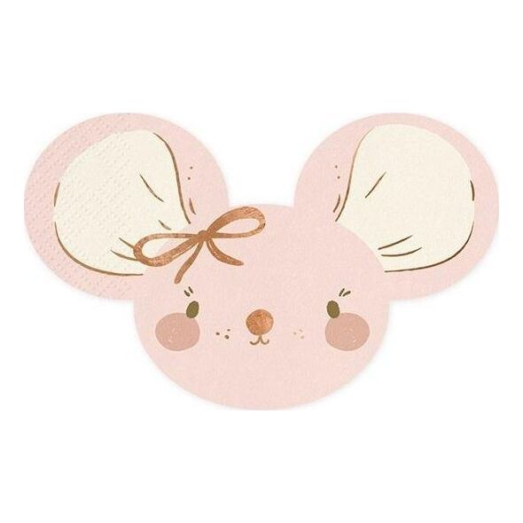 Party Deco Serwetki Myszki jasny różowe 16x10cm 20szt