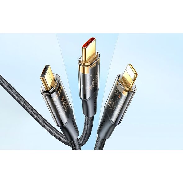 Kabel USB Mcdodo USB-A - USB-C + micro-B + Lightning 1.2 m Czarny (CA-3330)