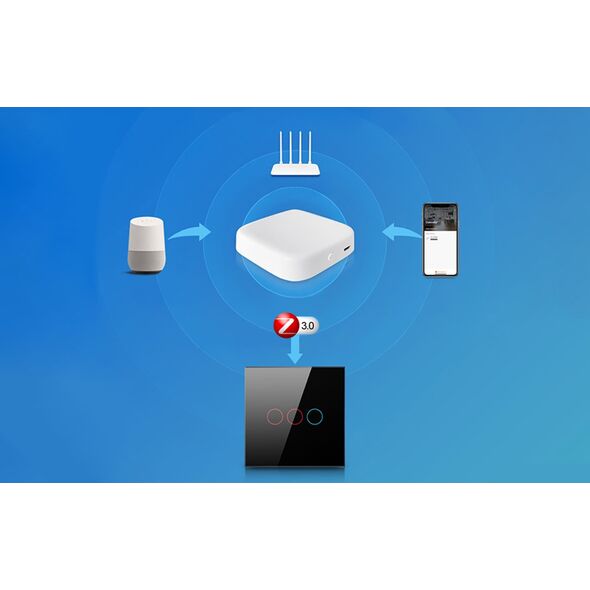 Avatto Dotykowy Włącznik Światła ZigBee Avatto LZTS02-EU-B1 Pojedynczy Bez Neutralnego TUYA (czarny)
