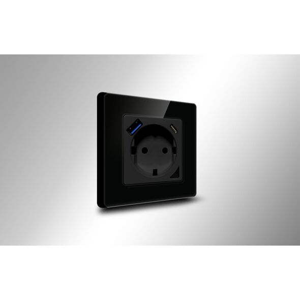 Avatto Inteligentne gniazdo ścienne WiFi Avatto N-WOT10-USB-B USB i USB-C TUYA (czarne)
