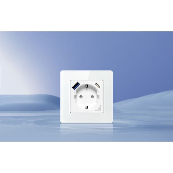 Avatto Inteligentne gniazdo ścienne WiFi Avatto N-WOT10-USB-B USB i USB-C TUYA (czarne)