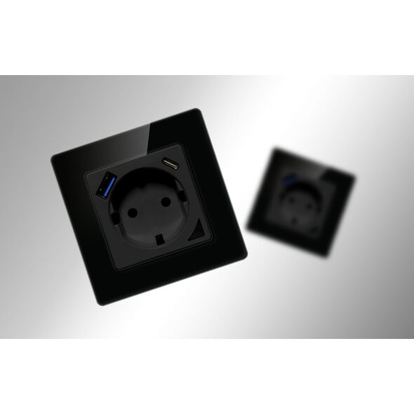 Avatto Inteligentne gniazdo ścienne WiFi Avatto N-WOT10-USB-B USB i USB-C TUYA (czarne)