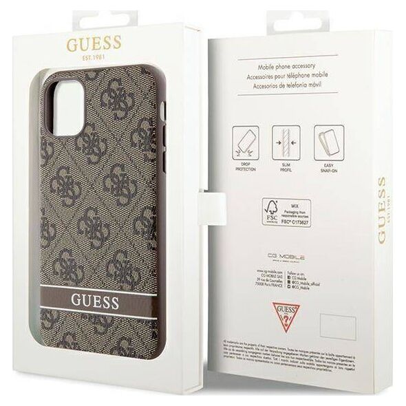 Guess Etui Guess GUHCN61P4SNW Apple iPhone 11/XR brązowy/brown hardcase 4G Stripe
