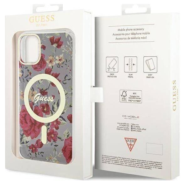 Guess Etui Guess GUHMN61HCFWSA Apple iPhone 11/XR zielony/khaki hardcase Flower MagSafe