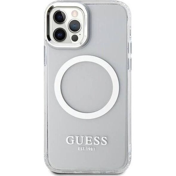 Guess Etui Guess GUHMP12MHTRMS Apple iPhone 12/12 Pro srebrny/silver hard case Metal Outline Magsafe