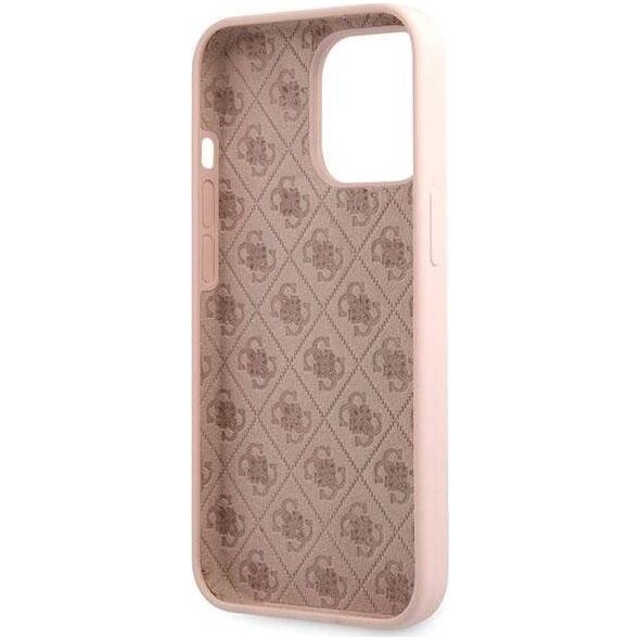 Guess Guess GUHCP13XLSLMGLP iPhone 13 Pro Max 6.7" jasnoróżowy/light pink hardcase Silicone Script Gold Logo