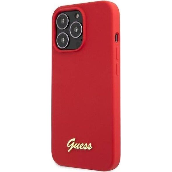 Guess Guess GUHCP13XLSLMGRE iPhone 13 Pro Max 6.7" czerwony/burgundy hard case Silicone Vintage Gold Logo