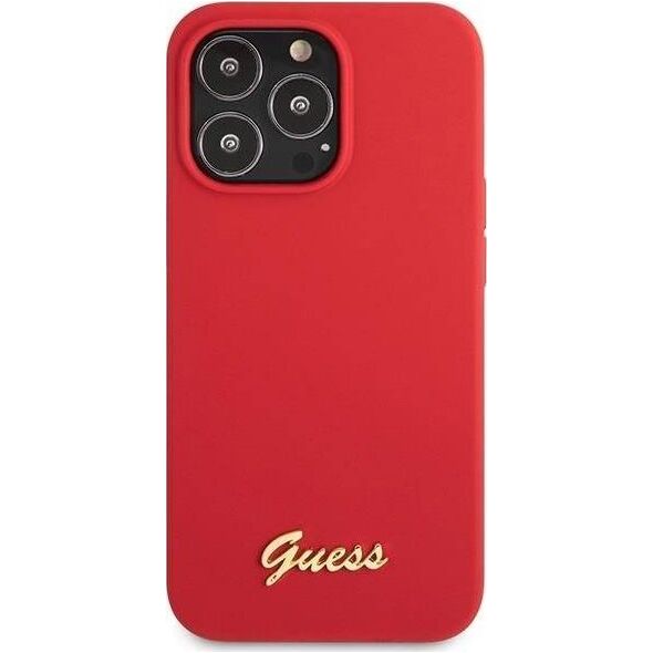 Guess Guess GUHCP13XLSLMGRE iPhone 13 Pro Max 6.7" czerwony/burgundy hard case Silicone Vintage Gold Logo