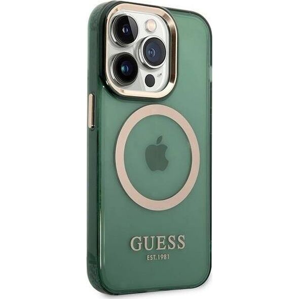 Guess Guess GUHMP14XHTCMA iPhone 14 Pro Max 6,7" zielony/khaki hard case Gold Outline Translucent MagSafe
