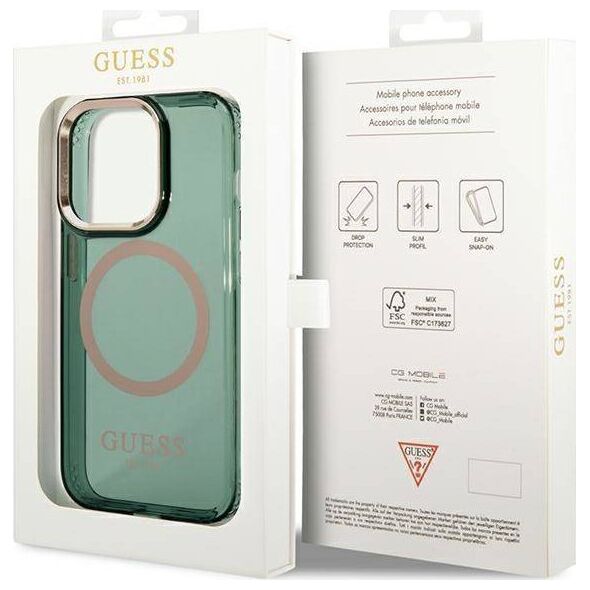 Guess Guess GUHMP14XHTCMA iPhone 14 Pro Max 6,7" zielony/khaki hard case Gold Outline Translucent MagSafe