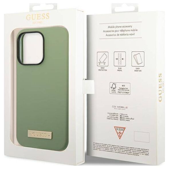 Guess Guess GUHMP14XSBPLA iPhone 14 Pro Max 6.7" zielony/khaki hard case Silicone Logo Plate MagSafe