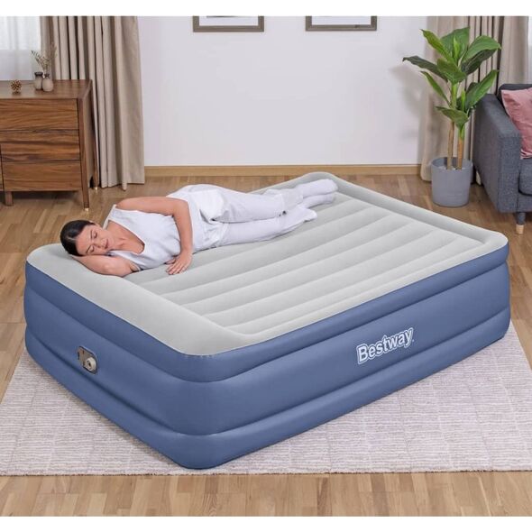 Bestway Dmuchane łóżko Tritech, 2-os., 203x152x56 cm, niebiesko-szare