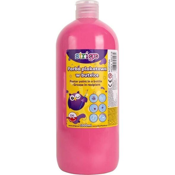 Strigo Farba plakatowa STRIGO w butelce, 1000 ml różowy