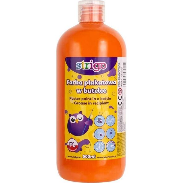 Strigo Farba plakatowa STRIGO w butelce, 500 ml pomarańcz