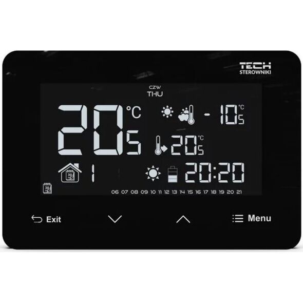 Tech Przewodowy regulator pokojowy ST293V3 dwustanowy (panel przedni ze szkła) biały