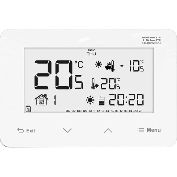 Tech Przewodowy regulator pokojowy ST293V3 dwustanowy (panel przedni ze szkła) biały