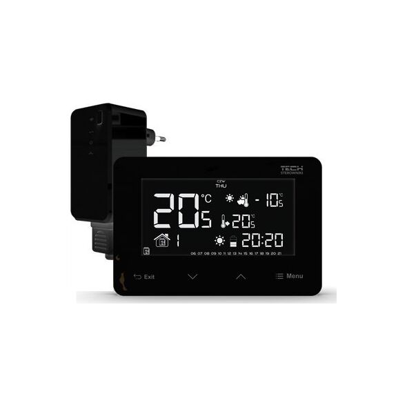 Tech Bezprzewodowy regulator pokojowy ST293 V2 dwustanowy (panel przedni ze szkła) czarny