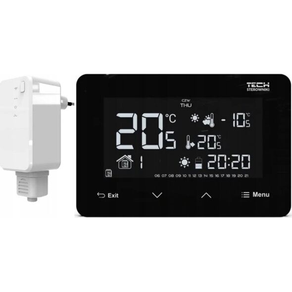 Tech Bezprzewodowy regulator pokojowy ST293 V2 dwustanowy (panel przedni ze szkła) czarny