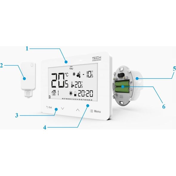 Tech Bezprzewodowy regulator pokojowy ST293 V2 dwustanowy (panel przedni ze szkła) czarny