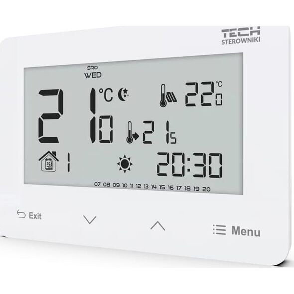 Tech Bezprzewodowy regulator ST-293z v2 biały, pokojowy dwustanowy (panel przedni ze szkła)