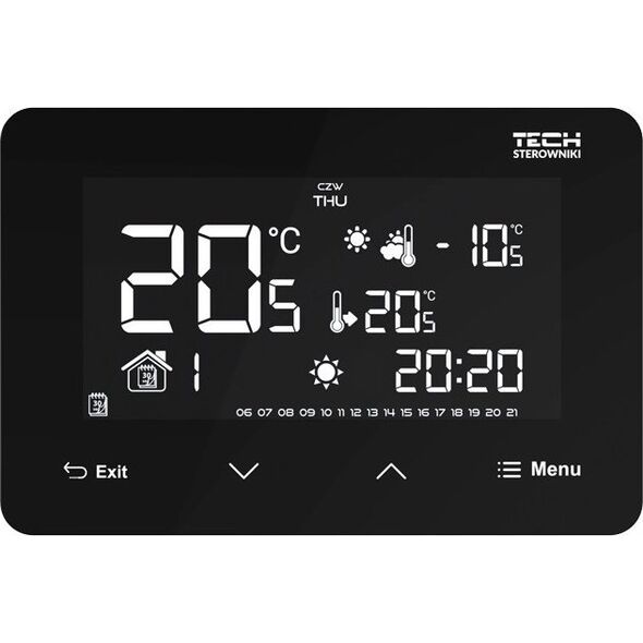 Tech Bezprzewodowy regulator ST-293z v2 czarny, pokojowy dwustanowy (panel przedni ze szkła)
