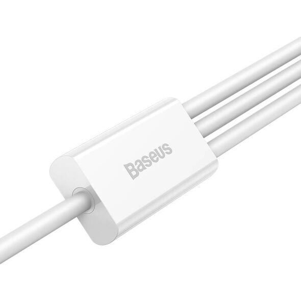 Kabel USB Baseus USB-A - USB-C + microUSB + Lightning 0.5 m Biały (P10320105221-01)
