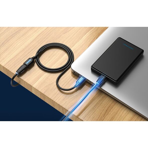 Kabel USB Vention USB-A - USB-A 0.5 m Czarny (CBHBD)