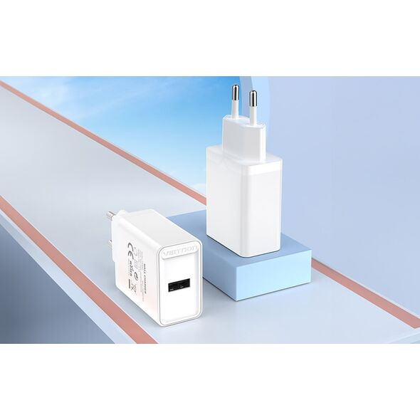 Ładowarka Vention Ładowarka sieciowa EU USB-A Vention FAAW0-EU 12W, 2.4A, (biała)