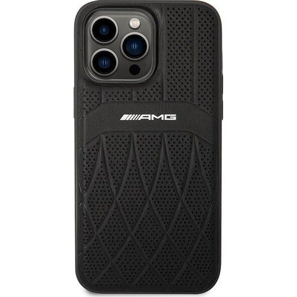 Mercedes AMG AMHMP14XOSDBK iPhone 14 Pro Max 6,7" czarny/black hardcase Leather Curved Lines MagSafe