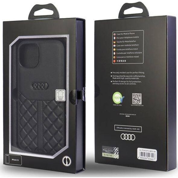 Audi Audi Genuine Leather iPhone 12/12 Pro 6.1" czarny/black hardcase AU-TPUPCIP12P-Q8/D1-BK