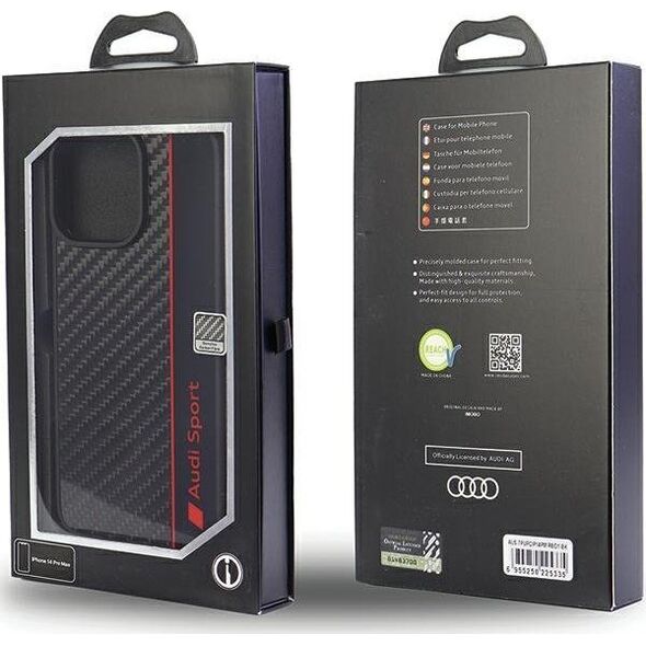 DefaultBrand Audi Carbon Fiber iPhone 14 Pro Max 6.7" czarny/black hardcase AUS-TPUPCIP14PM-R8/D1-BK