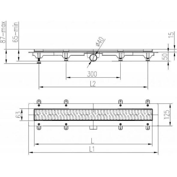 Werit-P JOMOTech Pakiet EXCLUSIVE 40 / Odpływ liniowy 850 mm / maskownica 2-stronna FLIS / mata WERIT 175-30850400-00