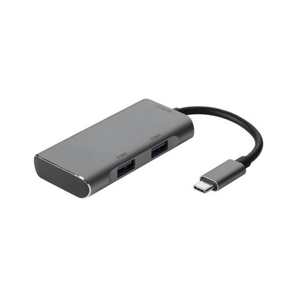 HUB USB Deltaco USB hub DELTACO USB-C ha - 2x USB-C ho and 2x USB-A ho, 10 Gb / s, gray / USBC-HUB201