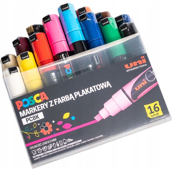 Uni MARKER PLAKATOWY UNI POSCA PC- 8K ZESTAW 16KOLORÓW