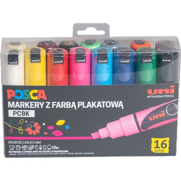 Uni MARKER PLAKATOWY UNI POSCA PC- 8K ZESTAW 16KOLORÓW