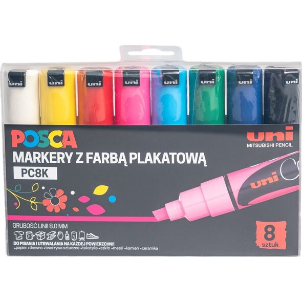 Uni MARKER PLAKATOWY UNI POSCA PC- 8K ZESTAW 8 KOLORÓW