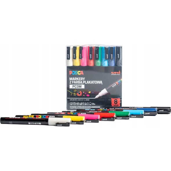 Uni Marker UNI POSCA PC-3M zestaw 8K PLASTIKOWE
