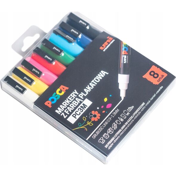 Uni Marker UNI POSCA PC-3M zestaw 8K PLASTIKOWE