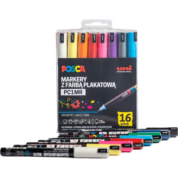 Uni MARKER POSCA PC-1MR ZESTAW 16 KOL PLASTIKOWE OPAK