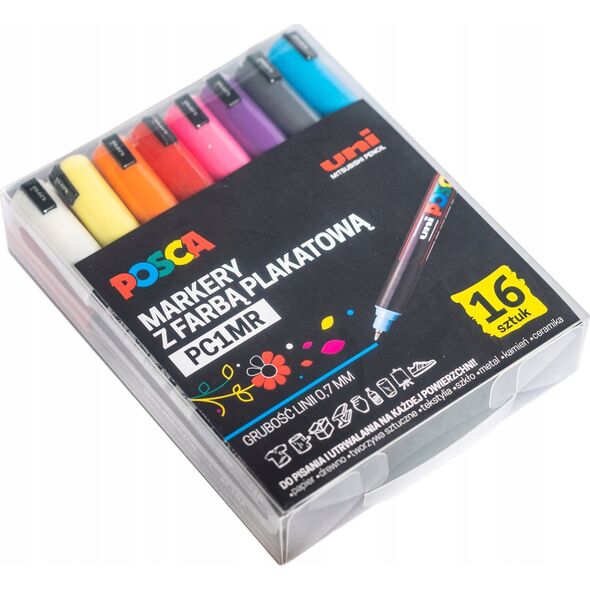 Uni MARKER POSCA PC-1MR ZESTAW 16 KOL PLASTIKOWE OPAK