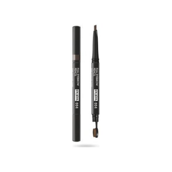 Pupa Pupa, Full, Paraben-Free, Definer, Double-Ended, Eyebrow Cream Pencil & Brush 2-In-1, 004, Extra Dark, 0.2 g For Women