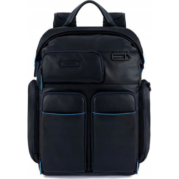 Piquadro Piquadro, Blue Square, Leather, Backpack, Black, CA5573B2V, Unisex, Size L Unisex