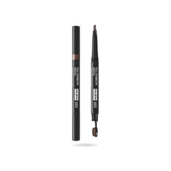 Pupa Pupa, Full, Paraben-Free, Definer, Double-Ended, Eyebrow Cream Pencil & Brush 2-In-1, 003, Dark Brown, 0.2 g For Women