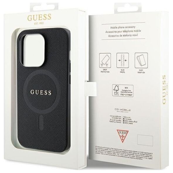 Guess Etui Guess GUHMP14XPSAHMCK Apple iPhone 14 Pro Max hardcase Saffiano MagSafe czarny/black