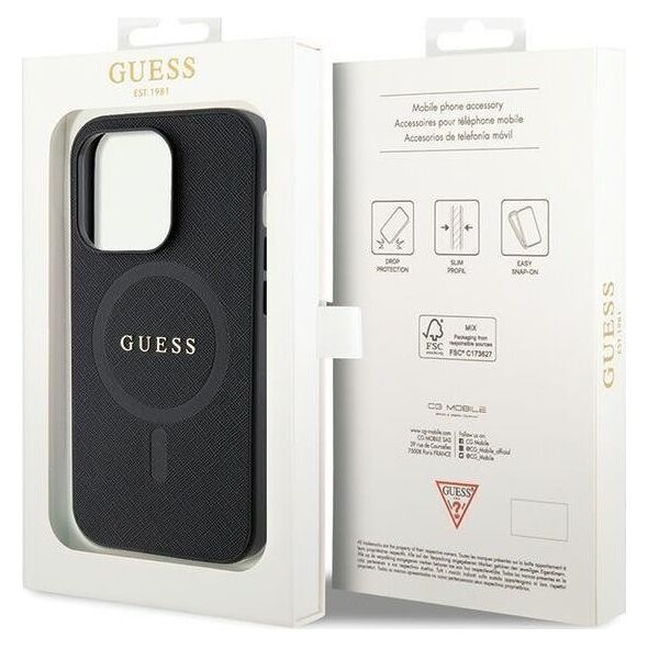 Guess Etui Guess GUHMP14LPSAHMCK Apple iPhone 14 Pro hardcase Saffiano MagSafe czarny/black